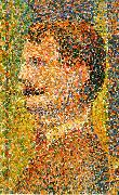 Georges Seurat Detail from La Parade  showing pointillism oil painting reproduction